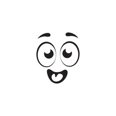 Happy Cartoon Eye In Vector .Black And White Surprised Eyes Expression