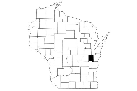 Map of calumet County in Wisconsin state on white background. single County map highlighted by black colour on Wisconsin map. UNITED STATES, US