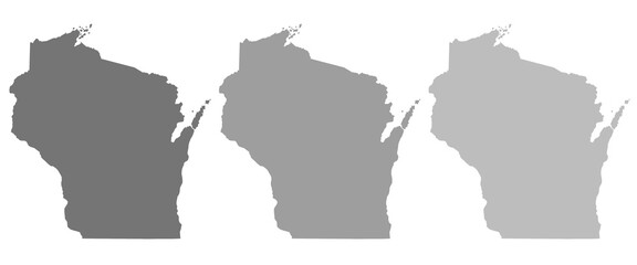 grey color Wisconsin map set
