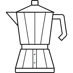 Line Art Coffee Maker Illustration.