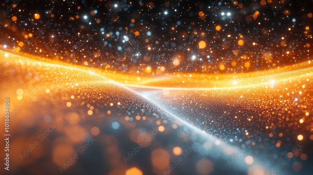 Poster exploration of multidimensional strings and theoretical physics concepts in a vibrant cosmic environ