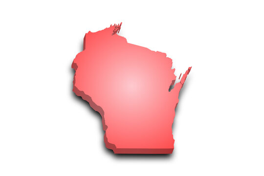 recommend clip art: 3d Map of Wisconsin state with color. United State of America, US, United State