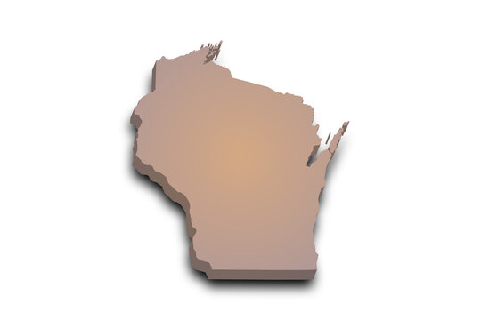 recommend clip art: 3d Map of Wisconsin state with color. United State of America, US, United State