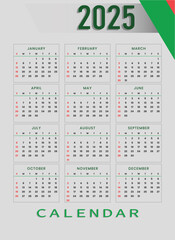 2025 calendar vector.