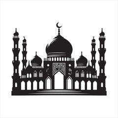 Muslim Mosque silhouette on white background