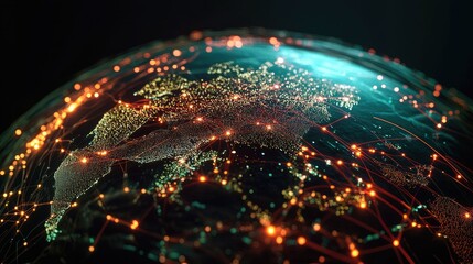 Global Network Connection with Lights and Effects