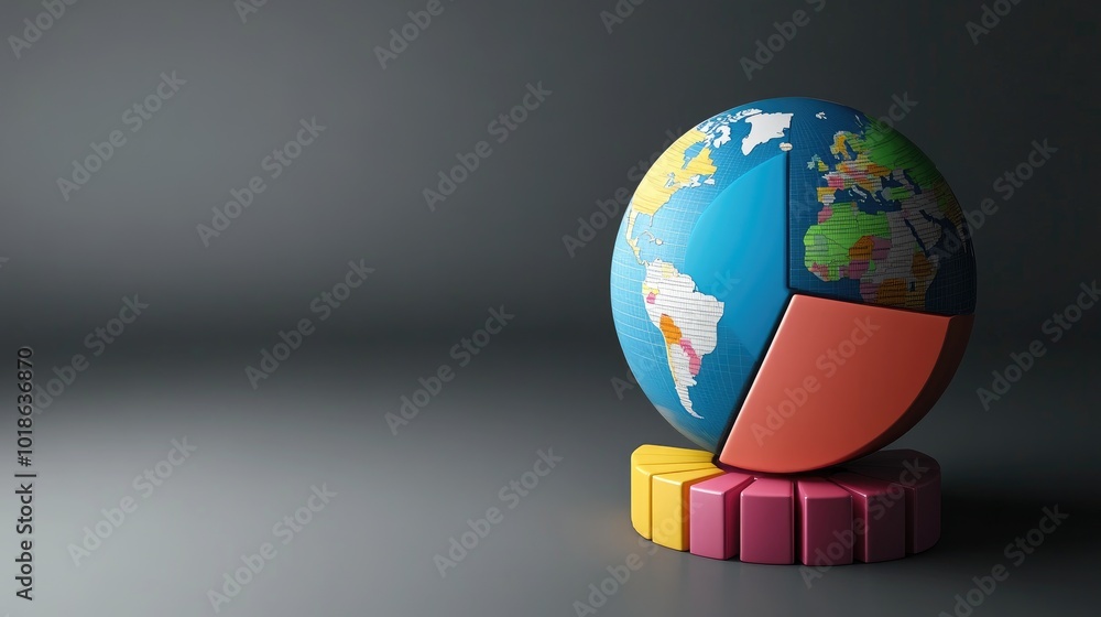 Poster colorful globe with data visualization elements