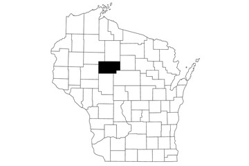 Fototapeta premium Map of taylor County in Wisconsin state on white background. single County map highlighted by black colour on Wisconsin map. UNITED STATES, US