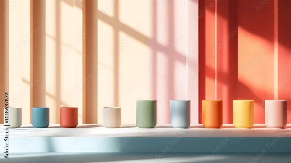 Poster mesmerizing 3d studio scene showcasing a spectrum of vivid colors minimalist interior layout with a 