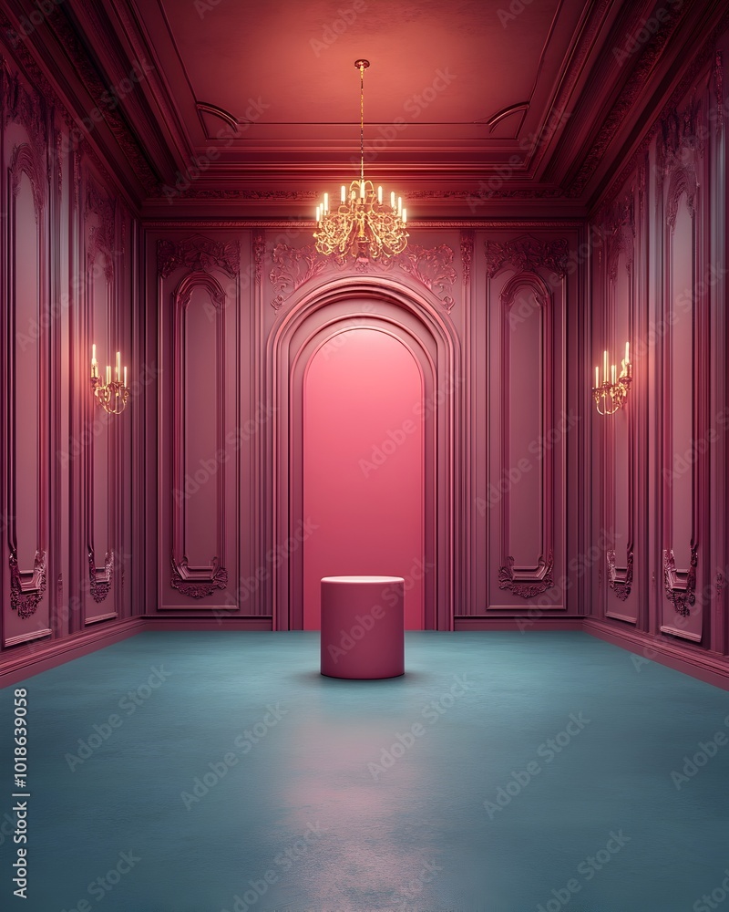 Aufkleber elegant and minimalist 3d studio space with a richly saturated backdrop bare floors and walls and a 