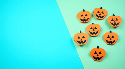Origami halloween background with pumpkin 