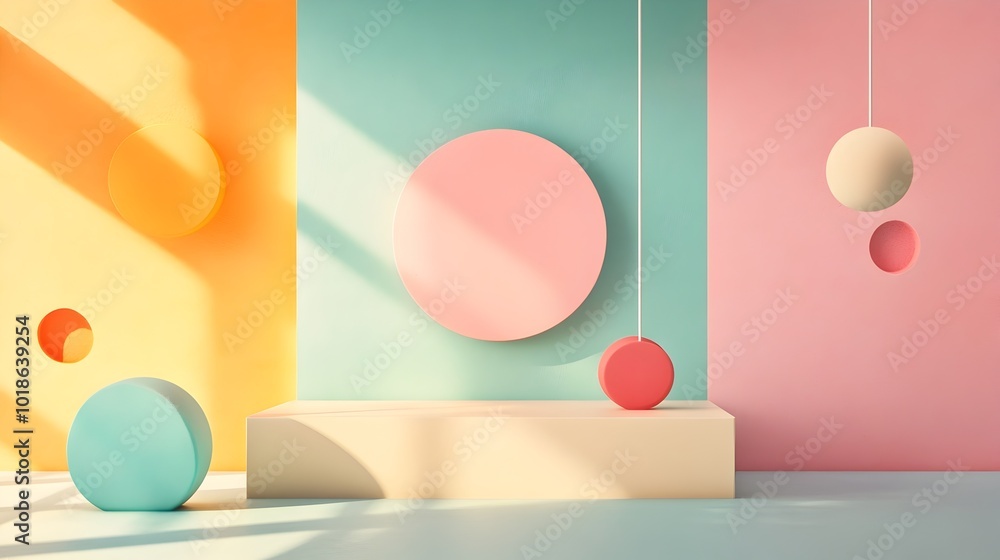 Poster mesmerizing 3d studio setting housing a kaleidoscope of vibrant hues an uncluttered interior with a 