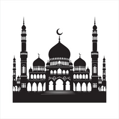 Muslim Mosque silhouette on white background