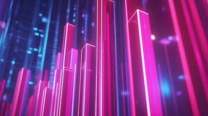 Fototapeta premium Abstract Neon Patterns with Vertical Bars and Glow