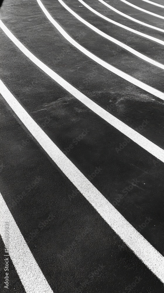 Aufkleber minimalist running track abstract, a close-up view highlighting clean lines and a simple aesthetic, 