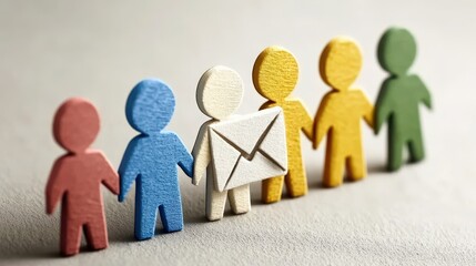 A group of people holding hands and one of them is holding an envelope