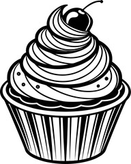 simple cupcake outline icon 