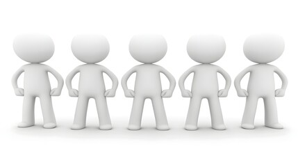 Diverse Group of Generic 3D Figures Symbolizing and Teamwork