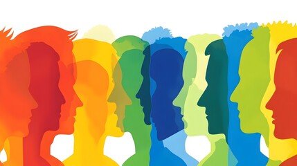 Diverse Silhouettes Representing Inclusive Community and Connections