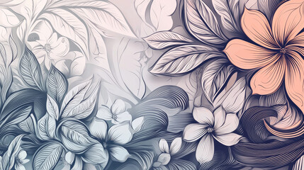 Fototapeta premium Plants and flowers doodles 