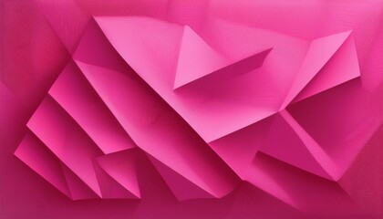 Abstract folded paper effect. Bright pink background