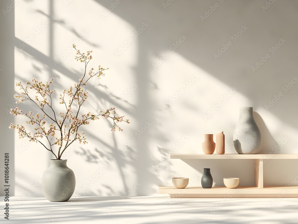 Poster vibrant 3d studio space with bare walls and diffused window light creating a soothing ambiance for a