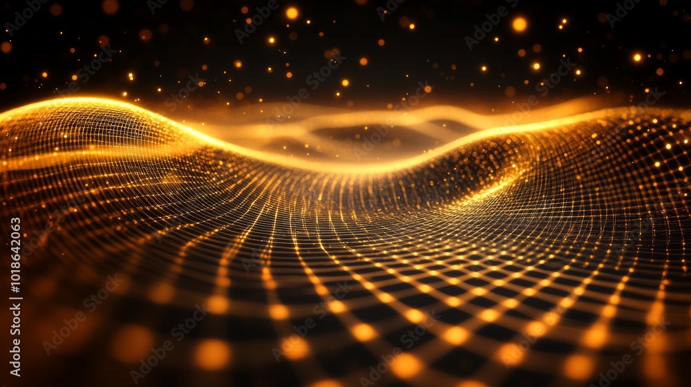 Poster intricate 3d visualization of quantum fields showcasing particle dynamics and energy fluctuations