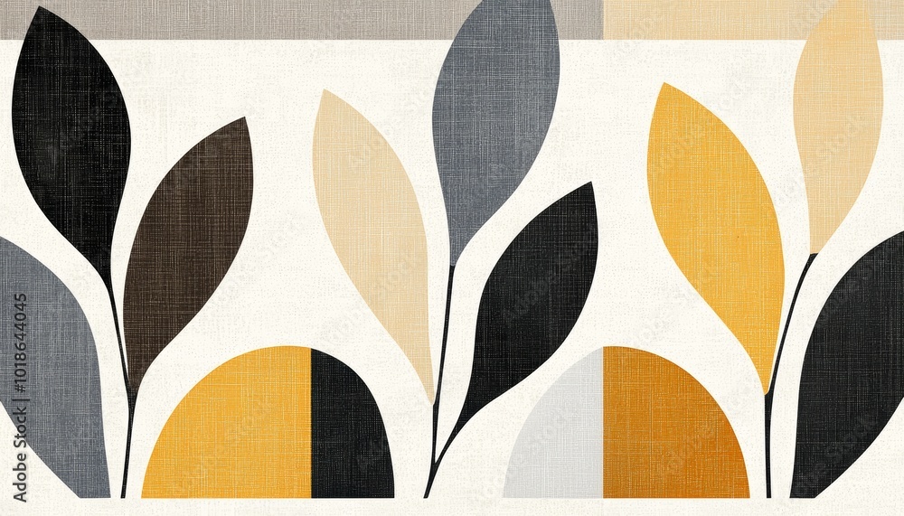 Poster abstract geometric flowers in neutral tones create a minimal yet dynamic pattern against a soft, mut