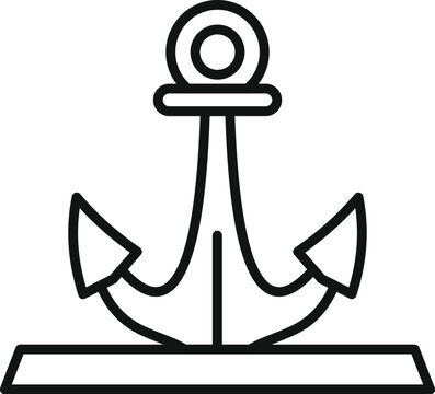recommend clip art: Simple black line vector icon representing an anchor standing on a platform, symbol of sailing, strength and stability