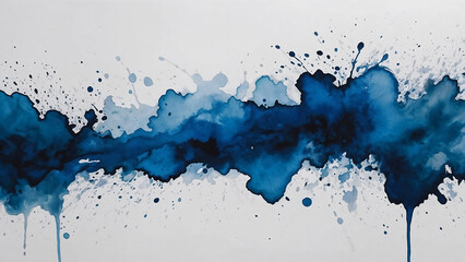 blue watercolor ombre leaks and splashes texture on a white background