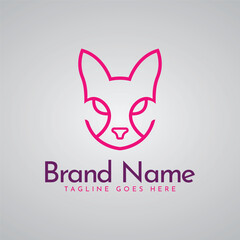 Cat face logo design template