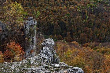 Felsen am Albtrauf im Herbstkleid