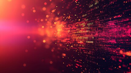 Fototapeta premium Abstract Digital Data Stream with Red and Yellow Lights