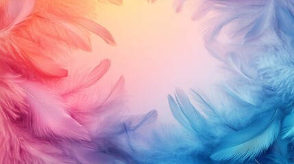 Obraz premium Soft Pastel Pink and Blue Bird Feathers Frame