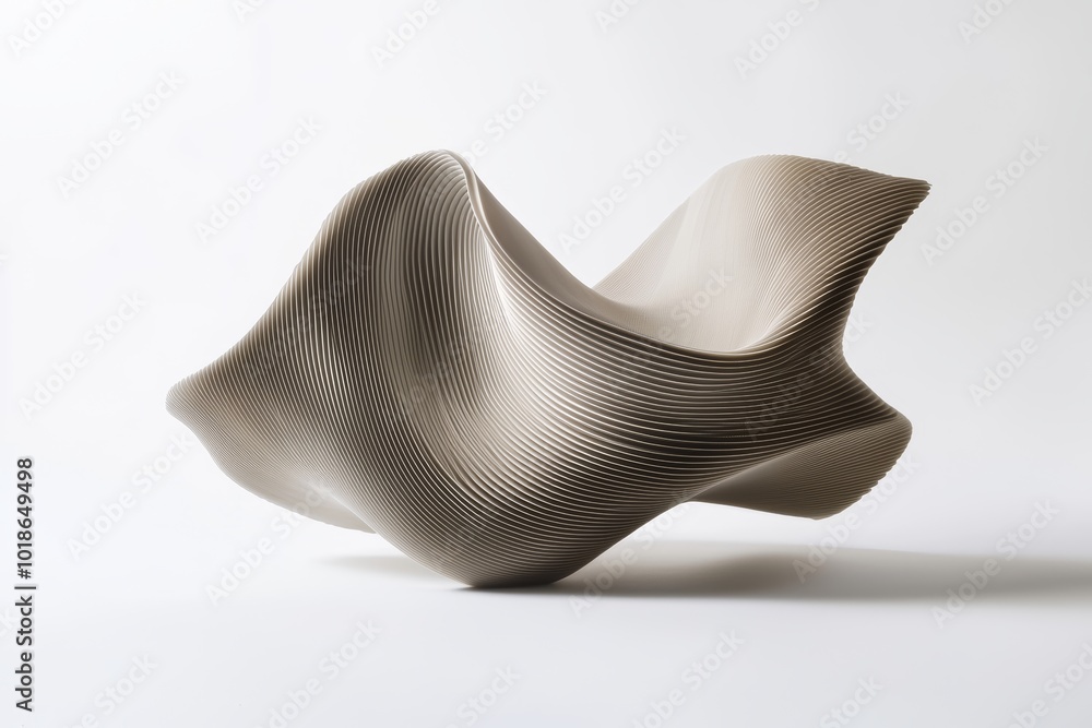 Poster thin, wavy lines in muted grey, flowing organically across a light background for a minimalist and d