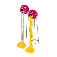 Indian haldi mehendi sangeet decorative floral pot wedding backdrop element