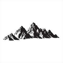 Austrian Alps Mountain black flat color silhouette on white background
