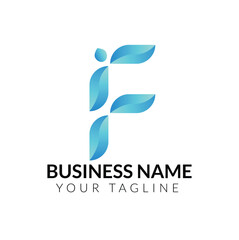 F abstract modern minimalist typography 3d colorful letter logo design template