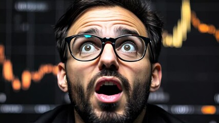 Shocked Trader Looking at Stock Market Data