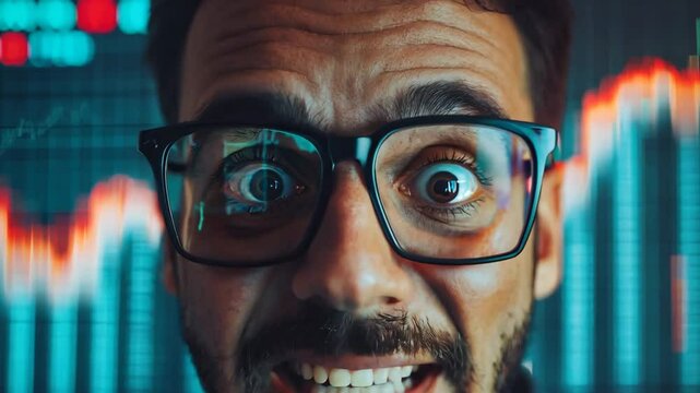 Man's reaction to stock market