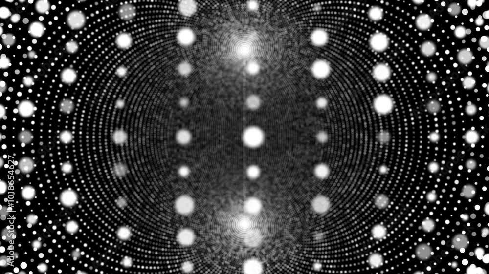 Poster animation of the rotation of a sphere consisting of particles. seamless loop animation