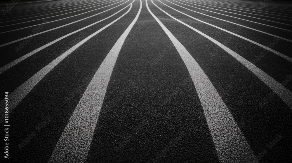 Aufkleber minimalist running track abstract, a close-up view showcasing the sleek lines and curves of a runnin