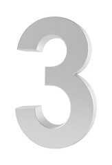 Naklejka premium Metallic Number 3 with Transparent Background for Design Projects and Overlays