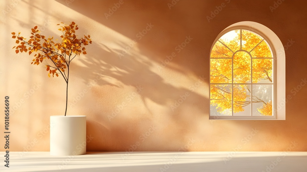 Poster elegant 3d studio room with an earthy brown background empty floor and wall a product podium a shado