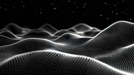 Fototapeta premium Abstract 3D Topographic Landscape with Particle Waves