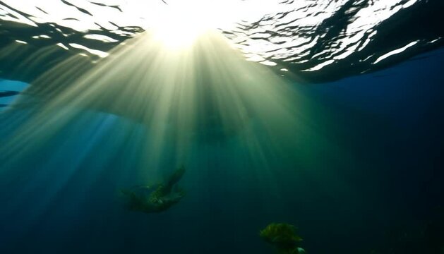 underwater scene with sun rays