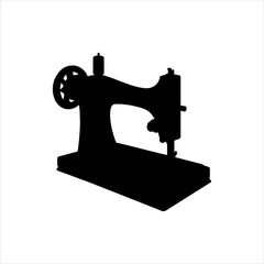 Black old sewing machine silhouette vector illustration design on white background.