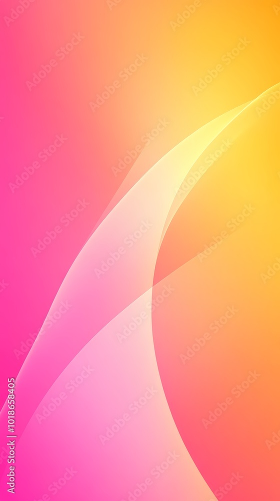 Poster vibrant pink and yellow gradient background with soft curves and flowing lines.