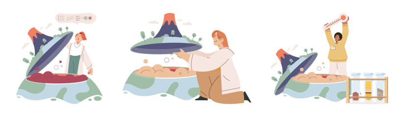 Scientist woman. Vector illustration. Inventions by scientists have transformed way we live and work Female scientists contribute significantly to various fields scientific research The lab serves