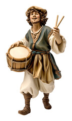 Obraz premium Traditional Santon Figurine of Drummer Boy Isolated on Transparent Background